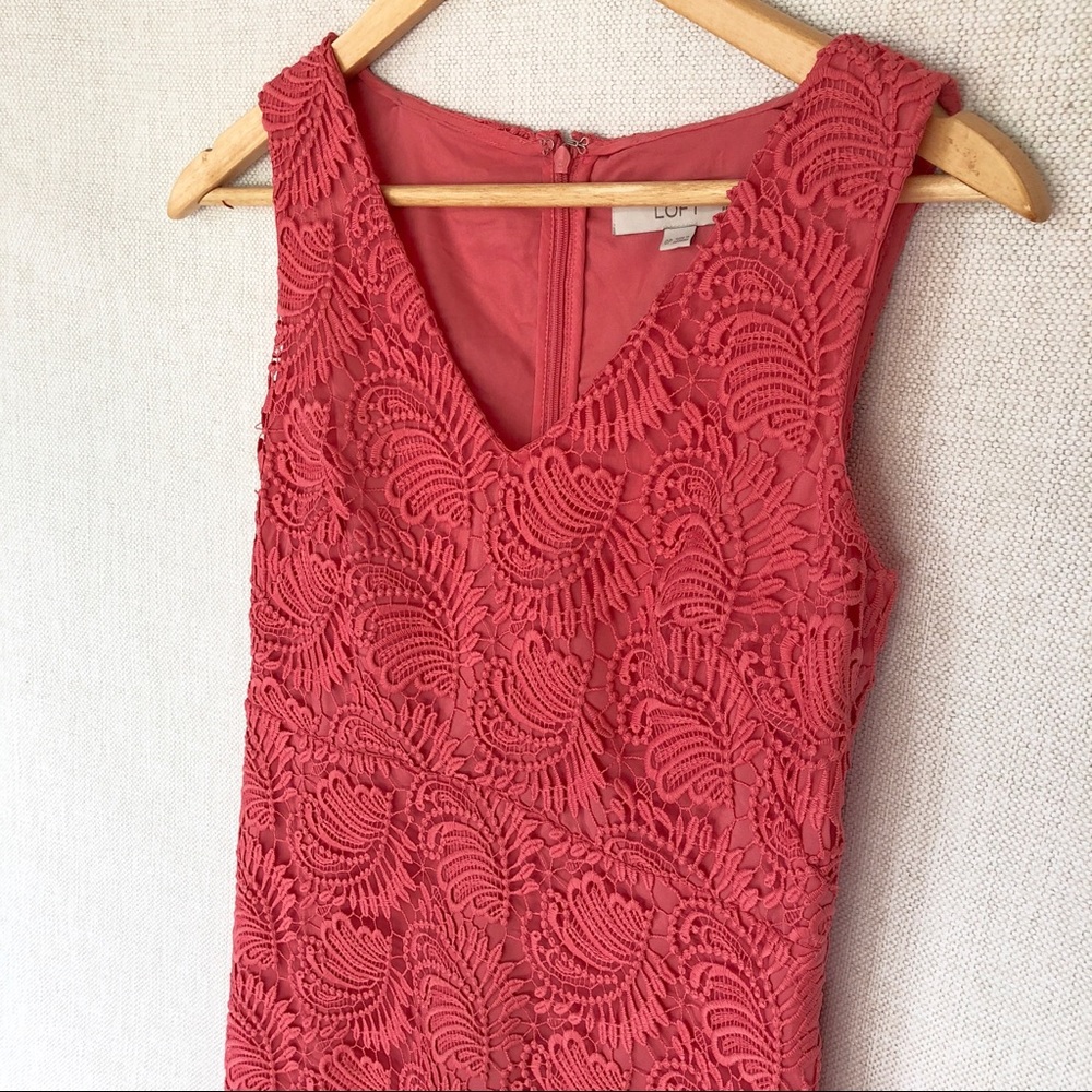 LOFT coral lace dress - Picture 3 of 4